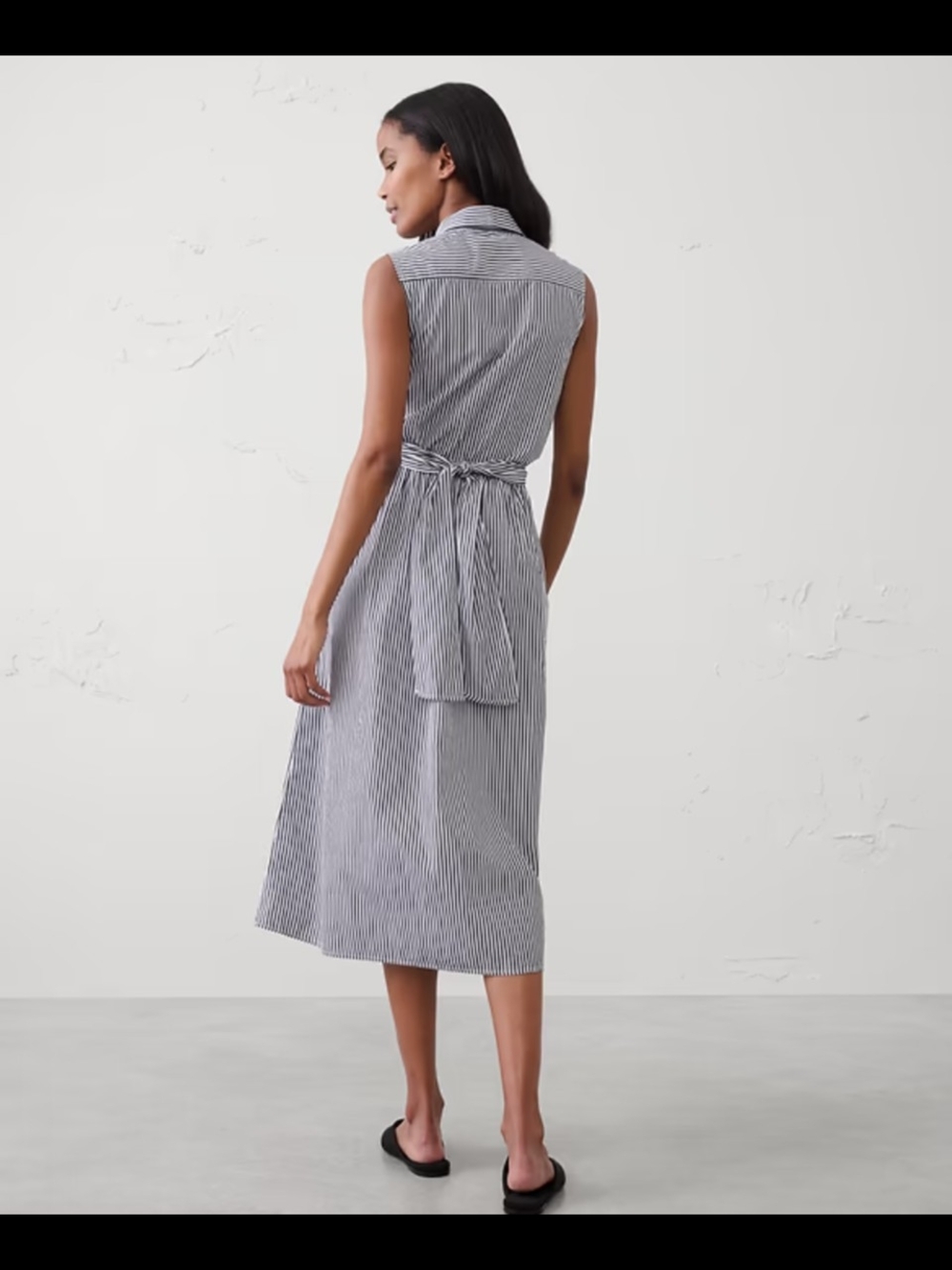 Banana Republic Striped Midi Dress with Wrap Waist - Picture 2 of 6